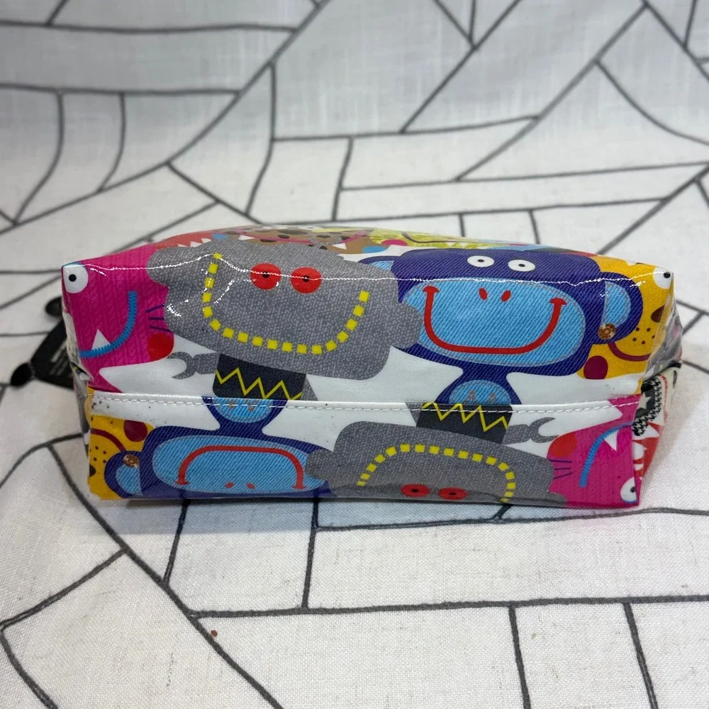 Paperchase Pet Chopz Toiletry Bag Large Multicolor Animal Monster Print NWT